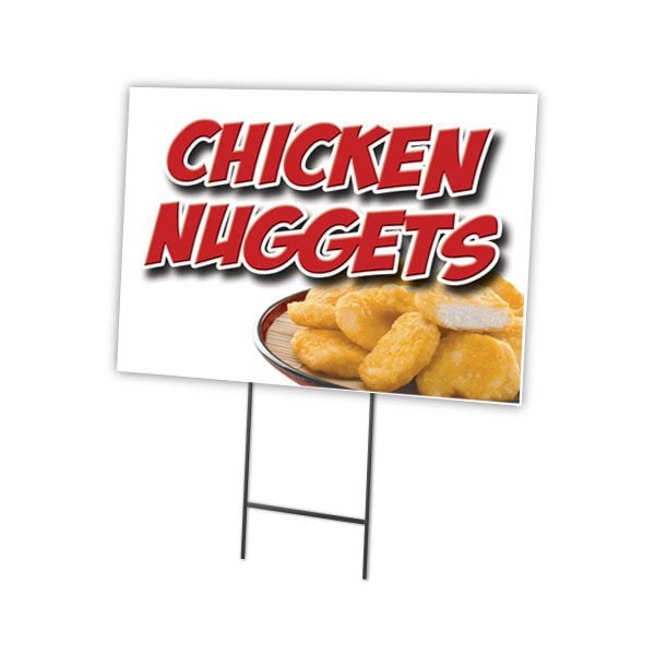 Chicken Nuggets Yard Sign & Stake outdoor plastic coroplast window, C-1216-DS-Chicken Nuggets